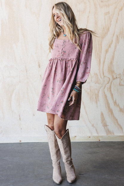 Infinite Dreamer Floral Babydoll Dress - Mauve