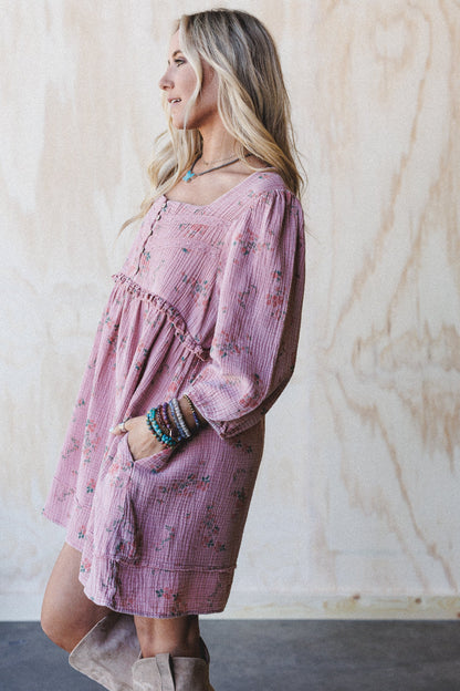 Infinite Dreamer Floral Babydoll Dress - Mauve
