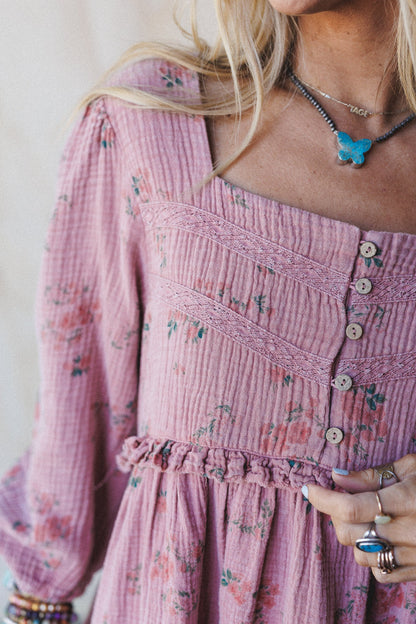 Infinite Dreamer Floral Babydoll Dress - Mauve