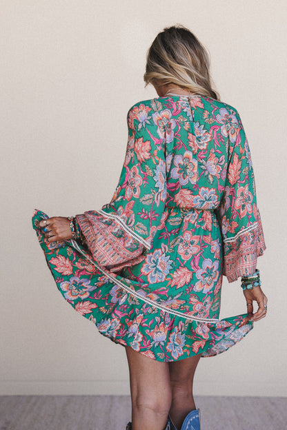 Dreamy Doll Printed Dress - Green