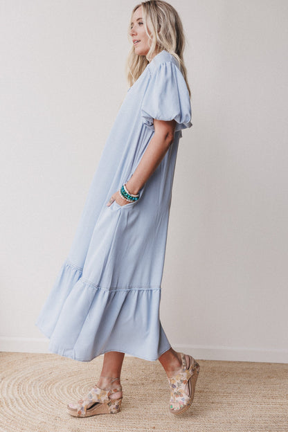 Sonora Sun Button Down Maxi Dress - Blue