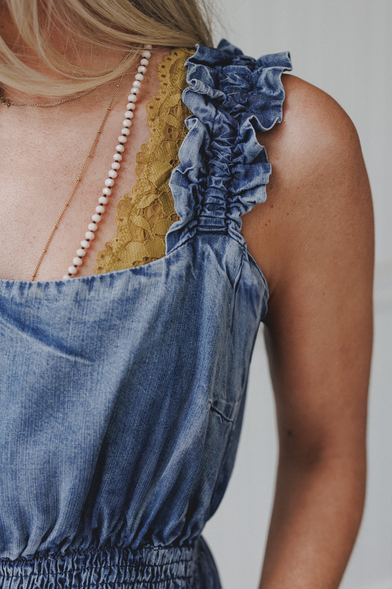 Swing By Tiered Maxi Dress - Washed Denim