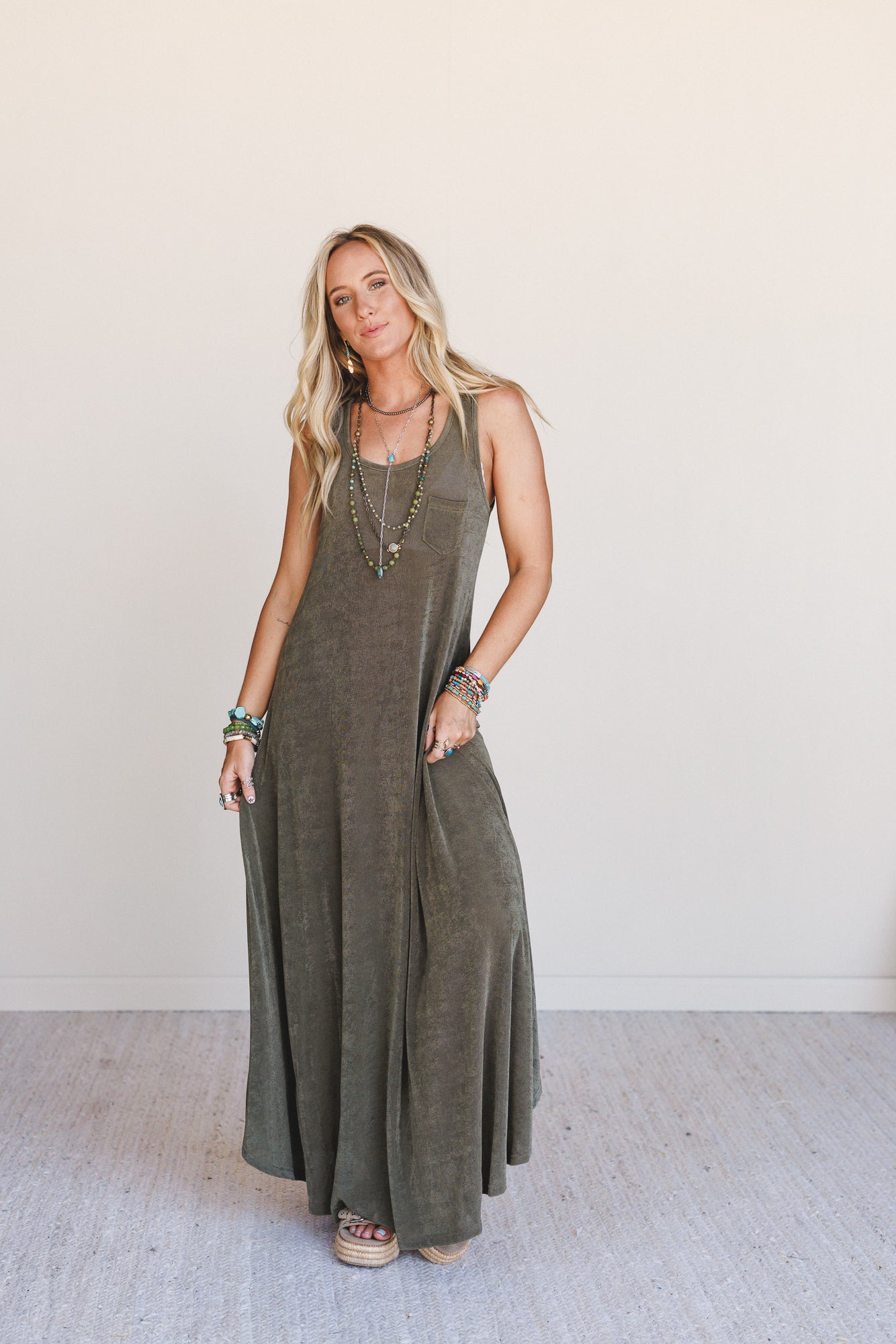 Timeless Grace Maxi Dress - Olive