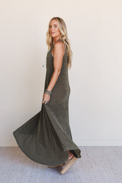 Timeless Grace Maxi Dress - Olive