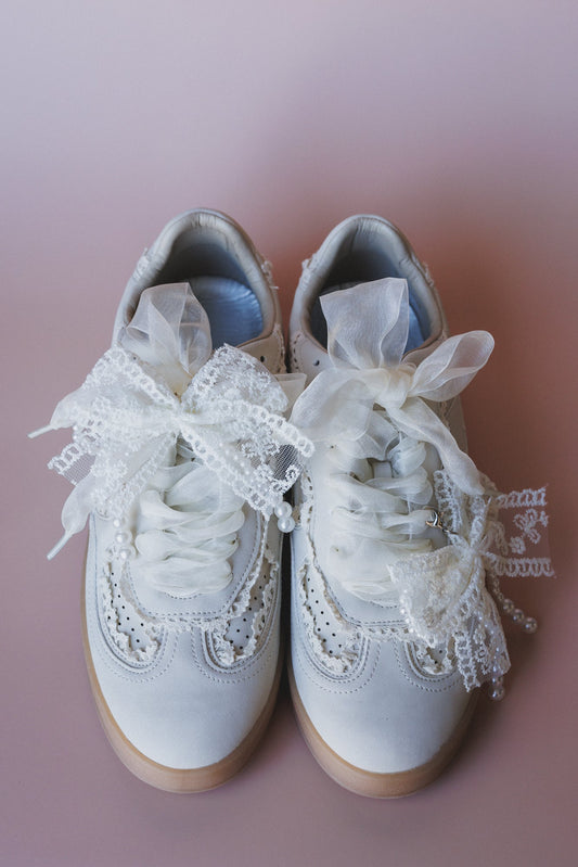 Make It Yours Bow Embroidered Sneakers - Ivory