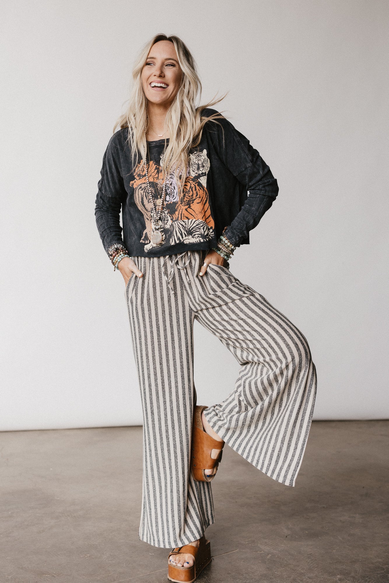 On The Prowl Long Sleeve Top - Charcoal