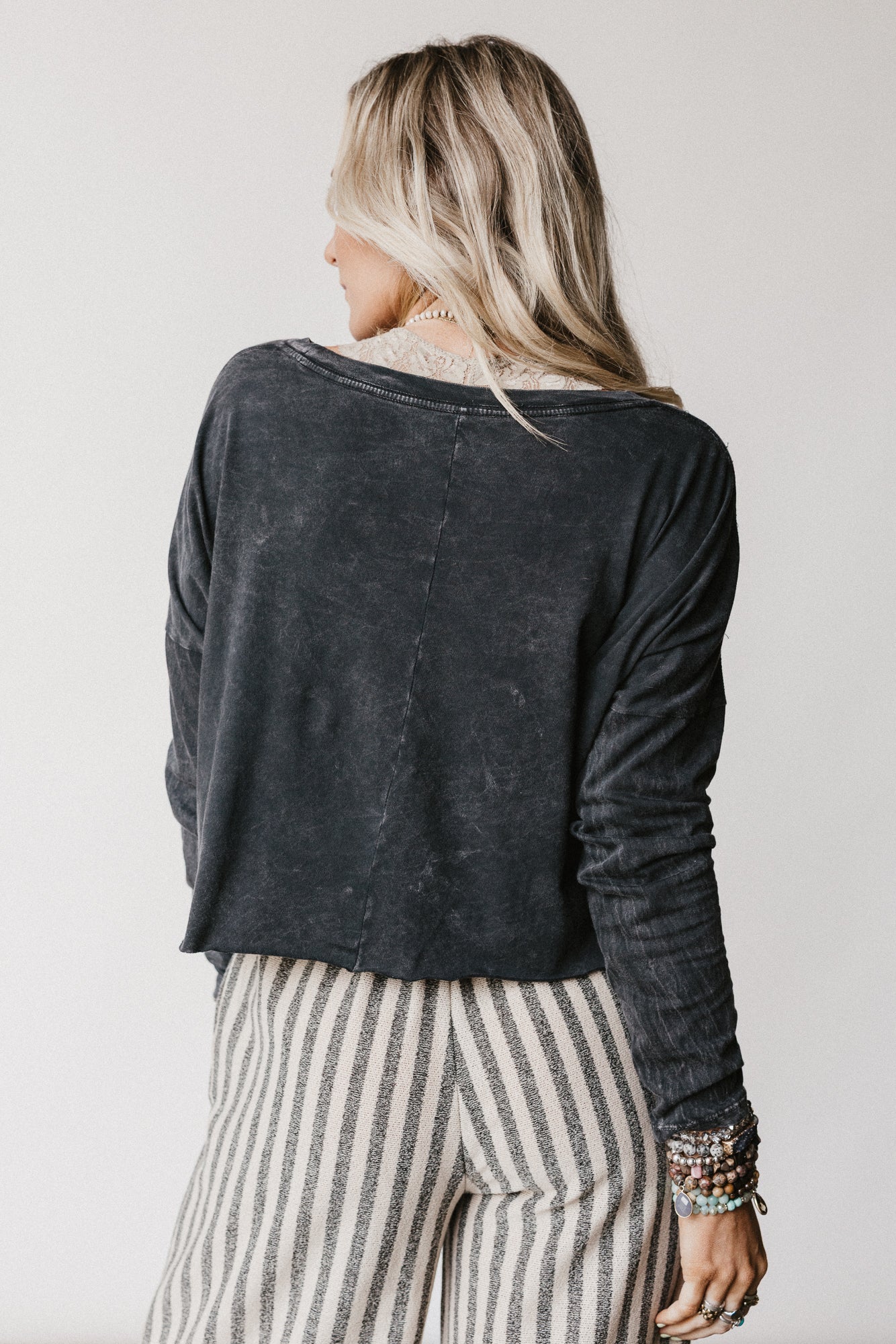 On The Prowl Long Sleeve Top - Charcoal