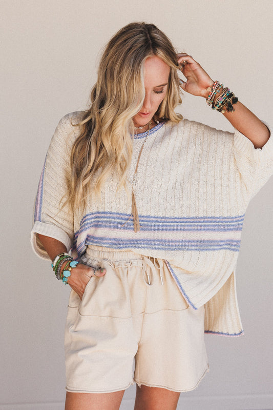Usual Magic V Neck Top - Natural