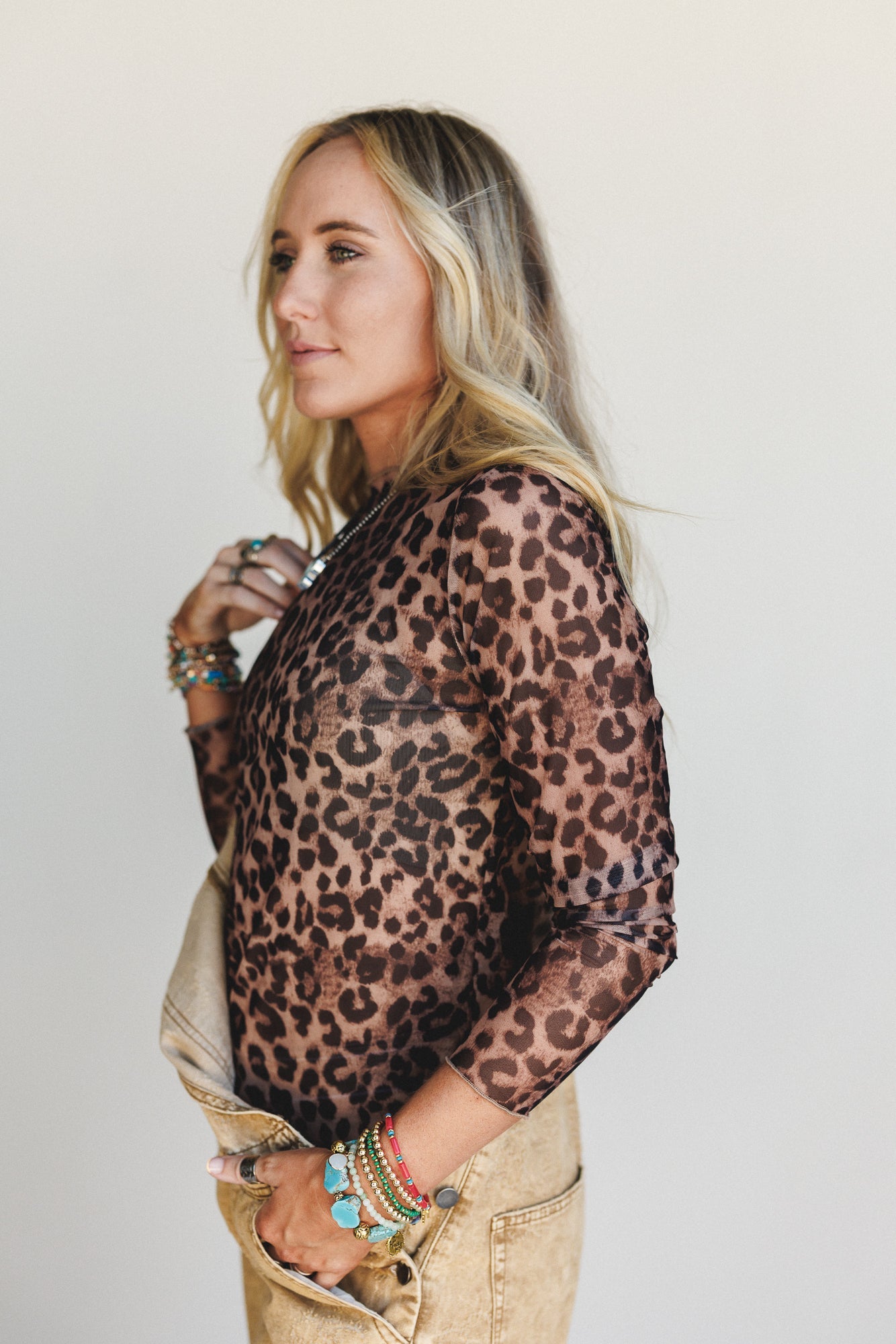Roam Wild Animal Print Mesh Top - Brown