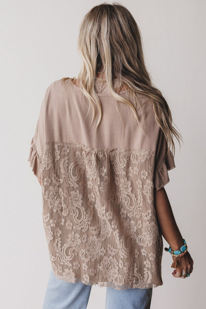 Zhara Lace Back Top - Mocha