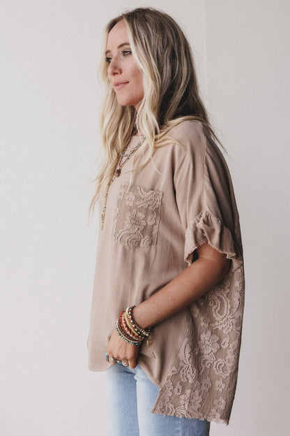 Zhara Lace Back Top - Mocha