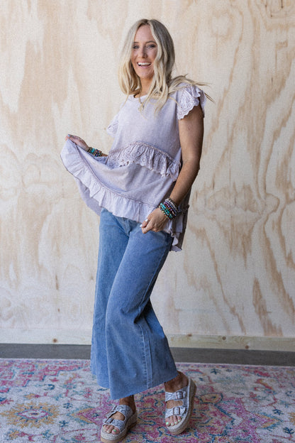 Simple Sweet Ruffle Tunic - Lavender