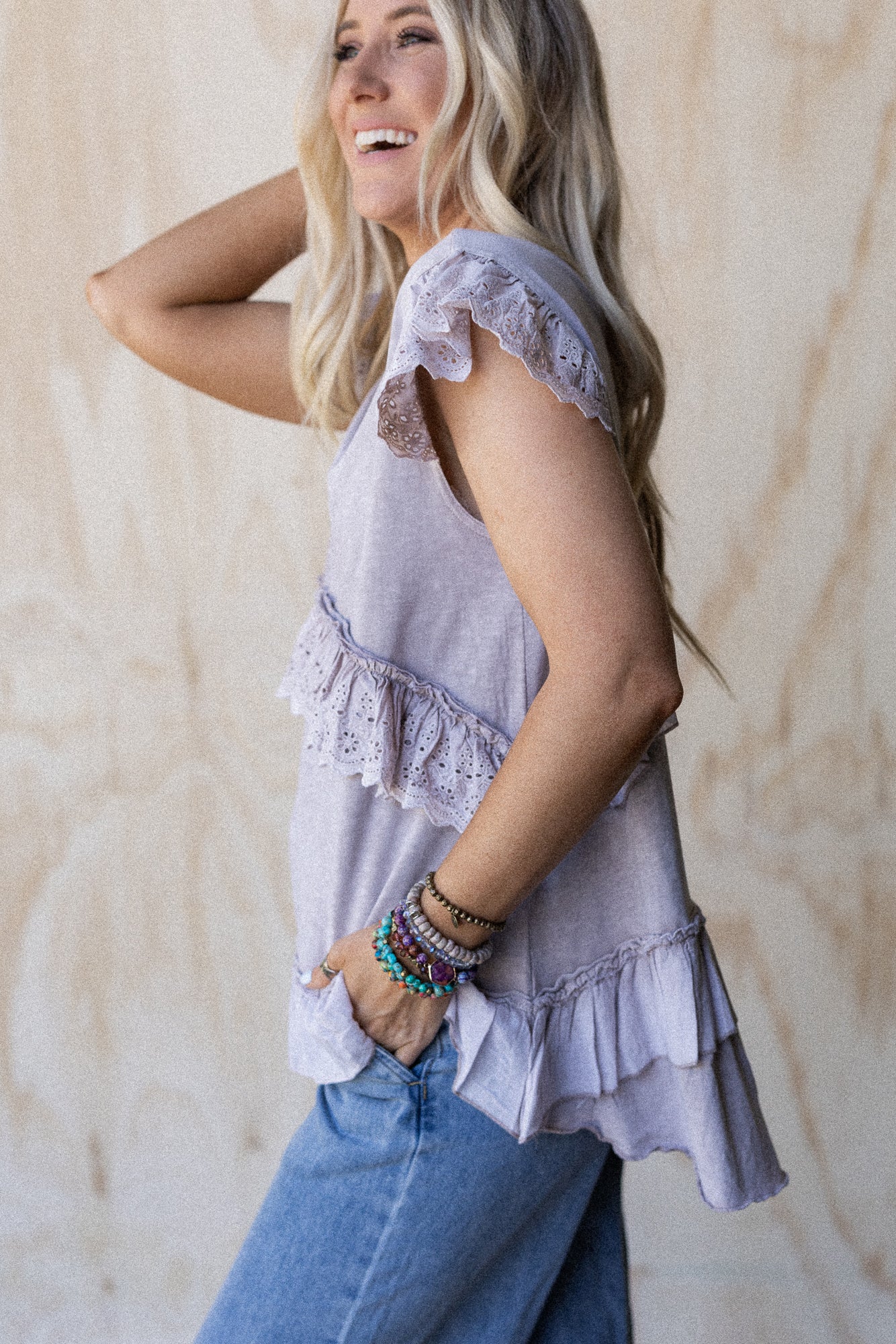 Simple Sweet Ruffle Tunic - Lavender