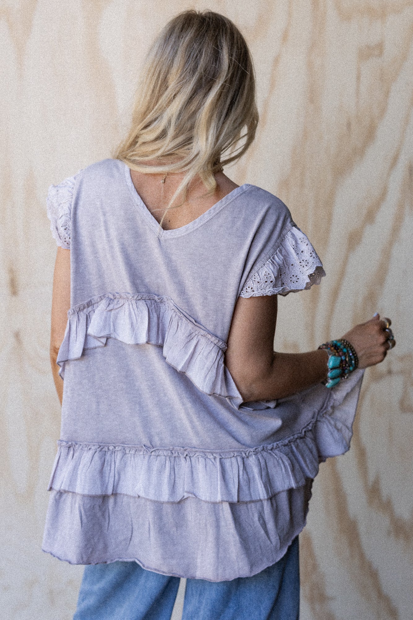 Simple Sweet Ruffle Tunic - Lavender