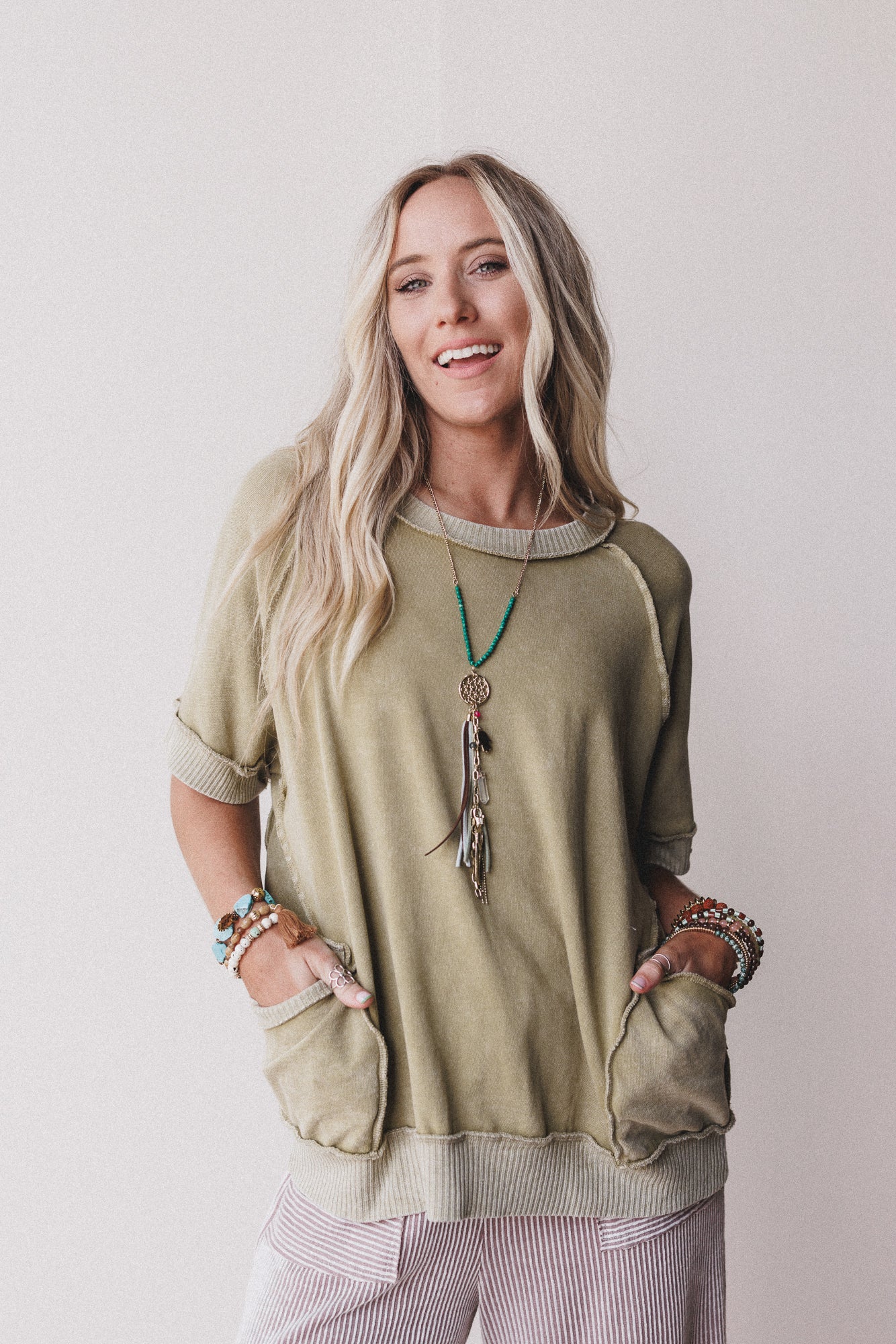 Citrus Skies Pullover Top - Olive