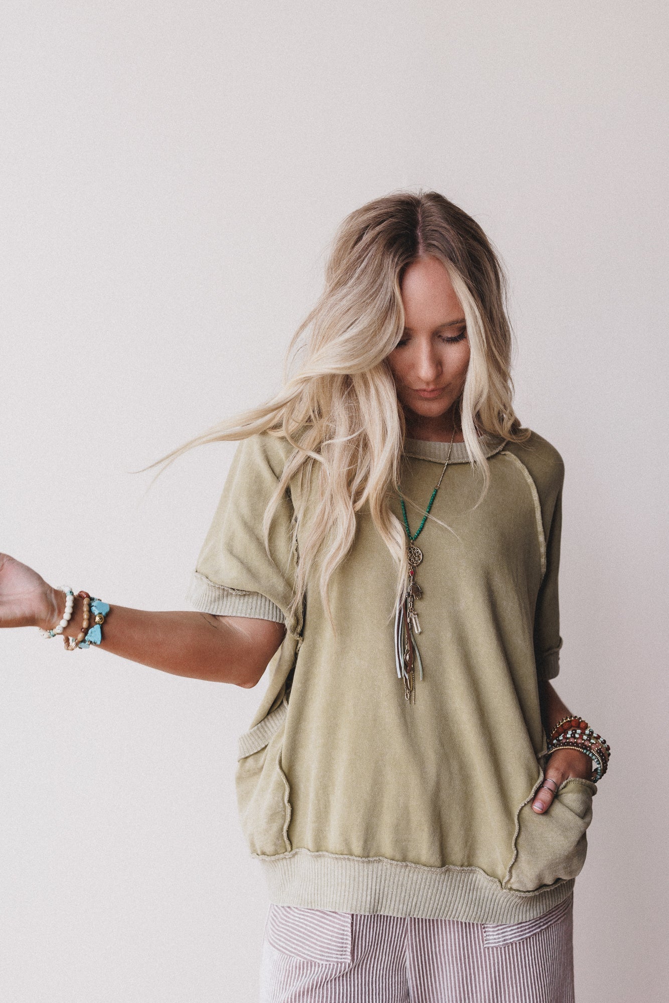 Citrus Skies Pullover Top - Olive