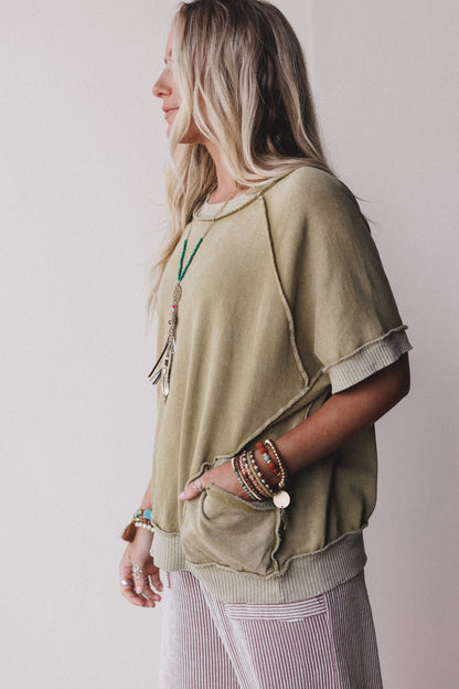 Citrus Skies Pullover Top - Olive