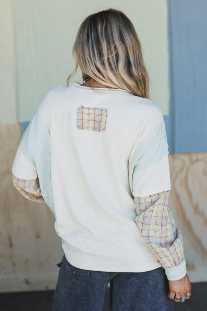 Patch Your Soul Peace Top - Oatmeal