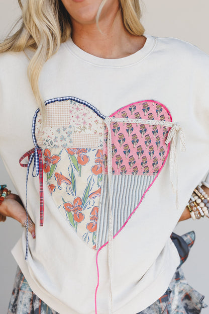 Love Ties Mix Print Top - Beige