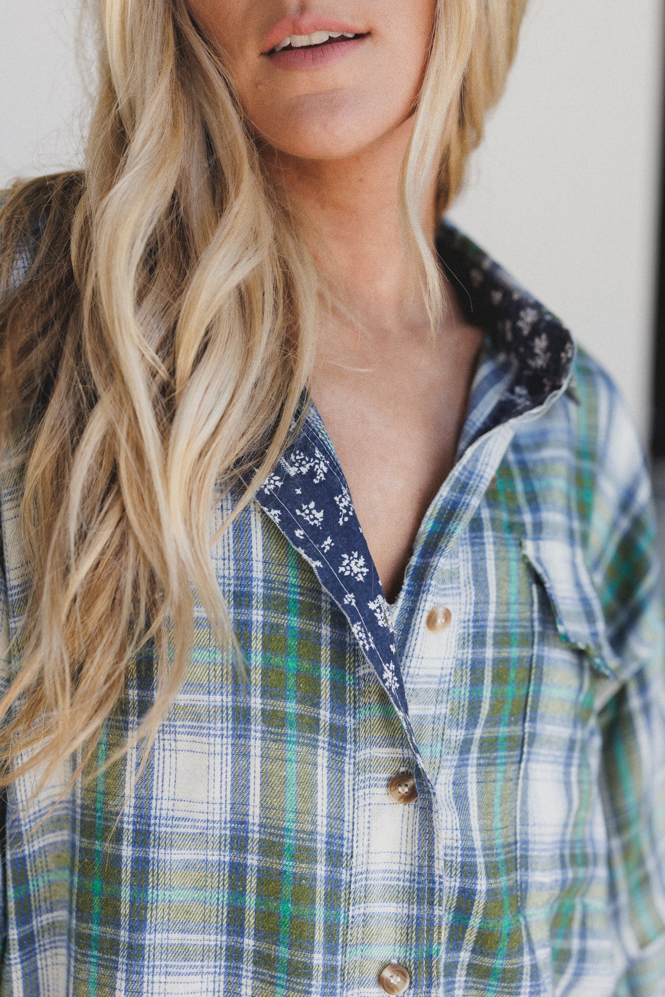 Frontier Fade Peace Patch Flannel Tunic - Sage