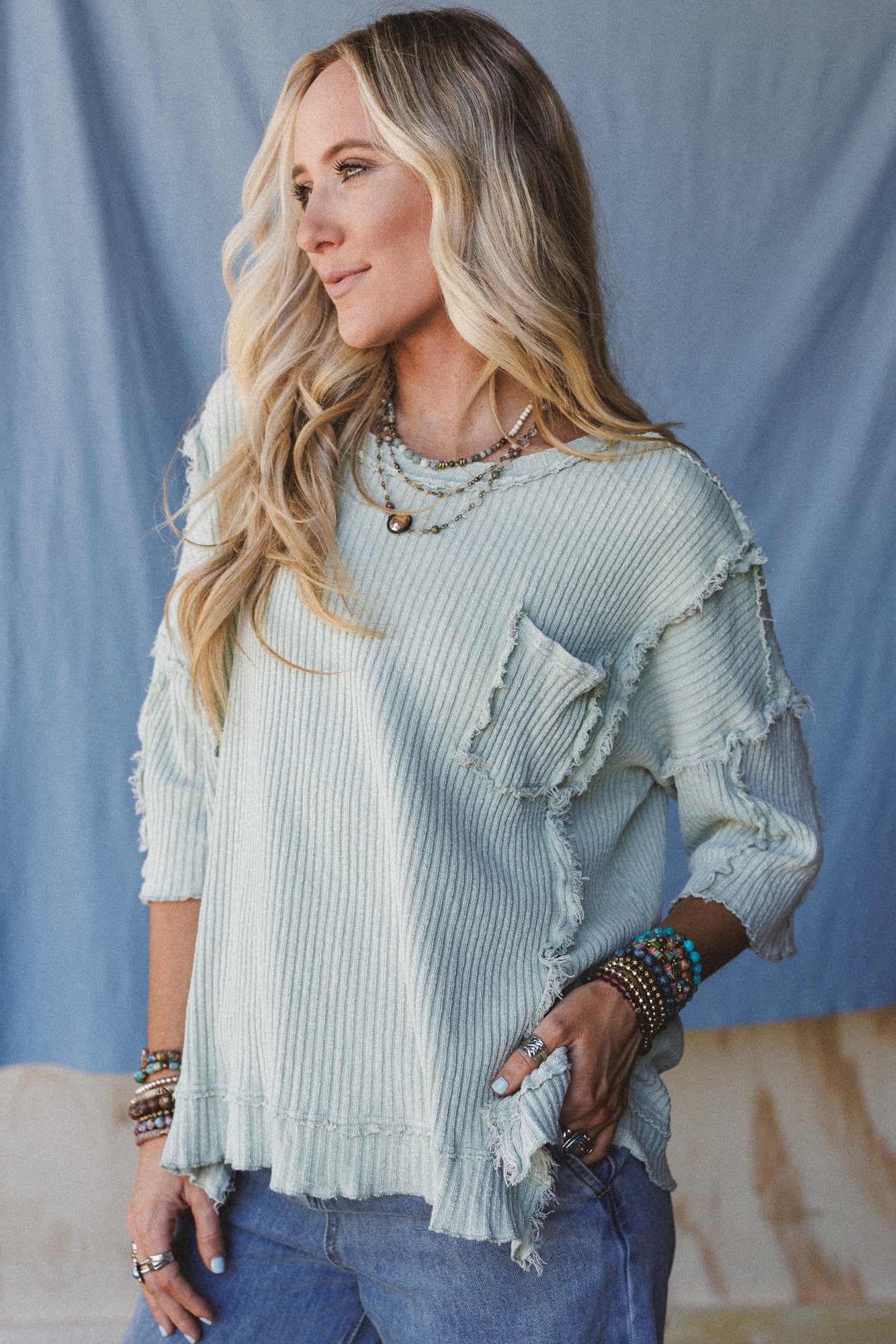 Jaqueline Textured Top - Sage