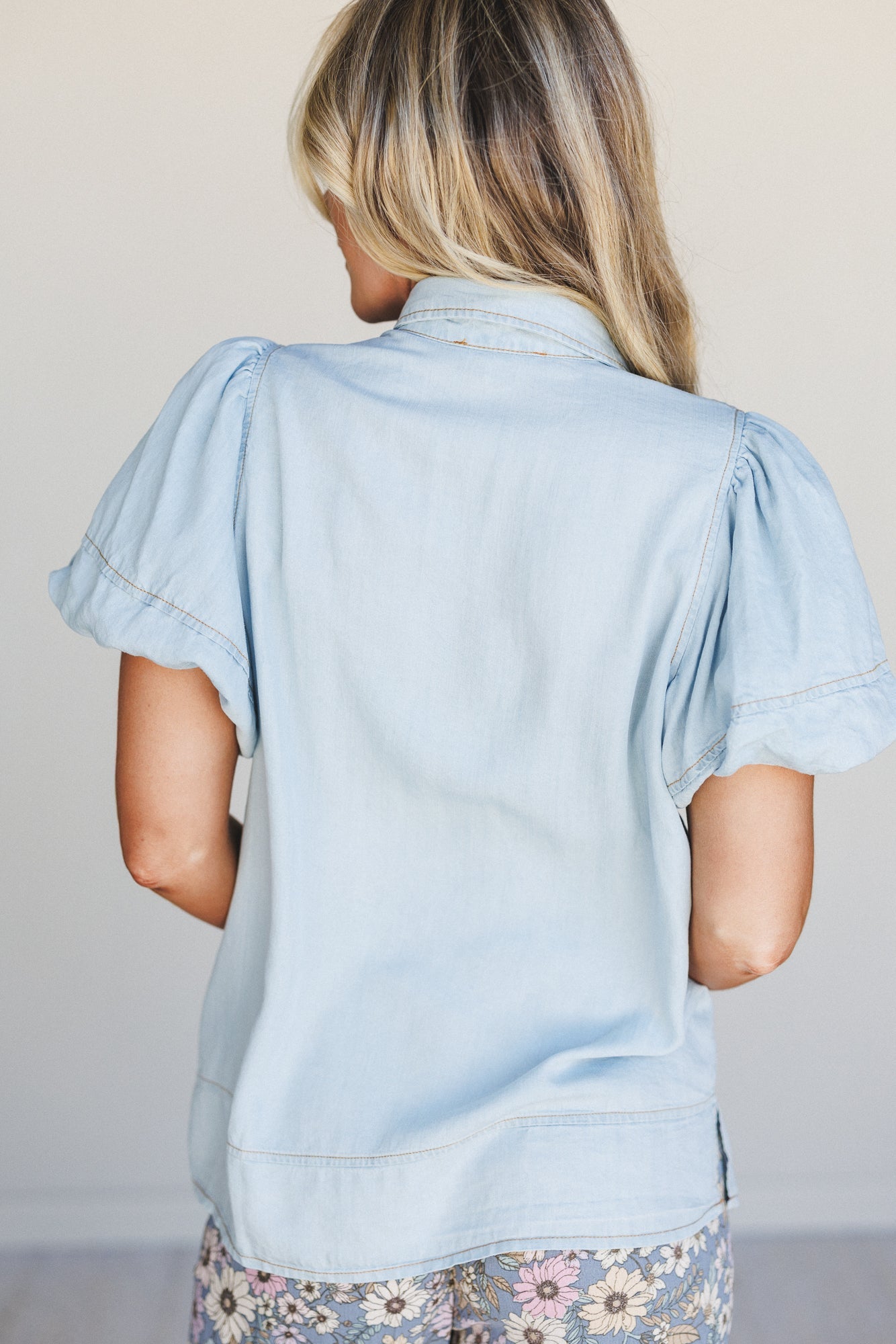 Simple Bliss Button Down Top - Blue