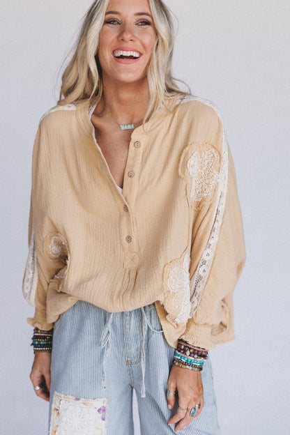 Soul Stir Crochet Trim Top - Yellow