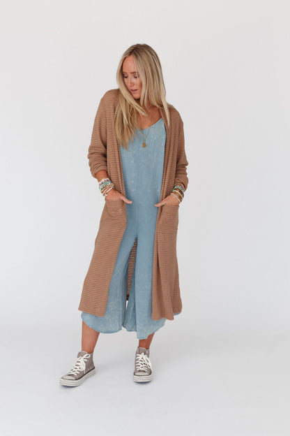 The Nest Jayde Waffle Knit Cardigan - Taupe