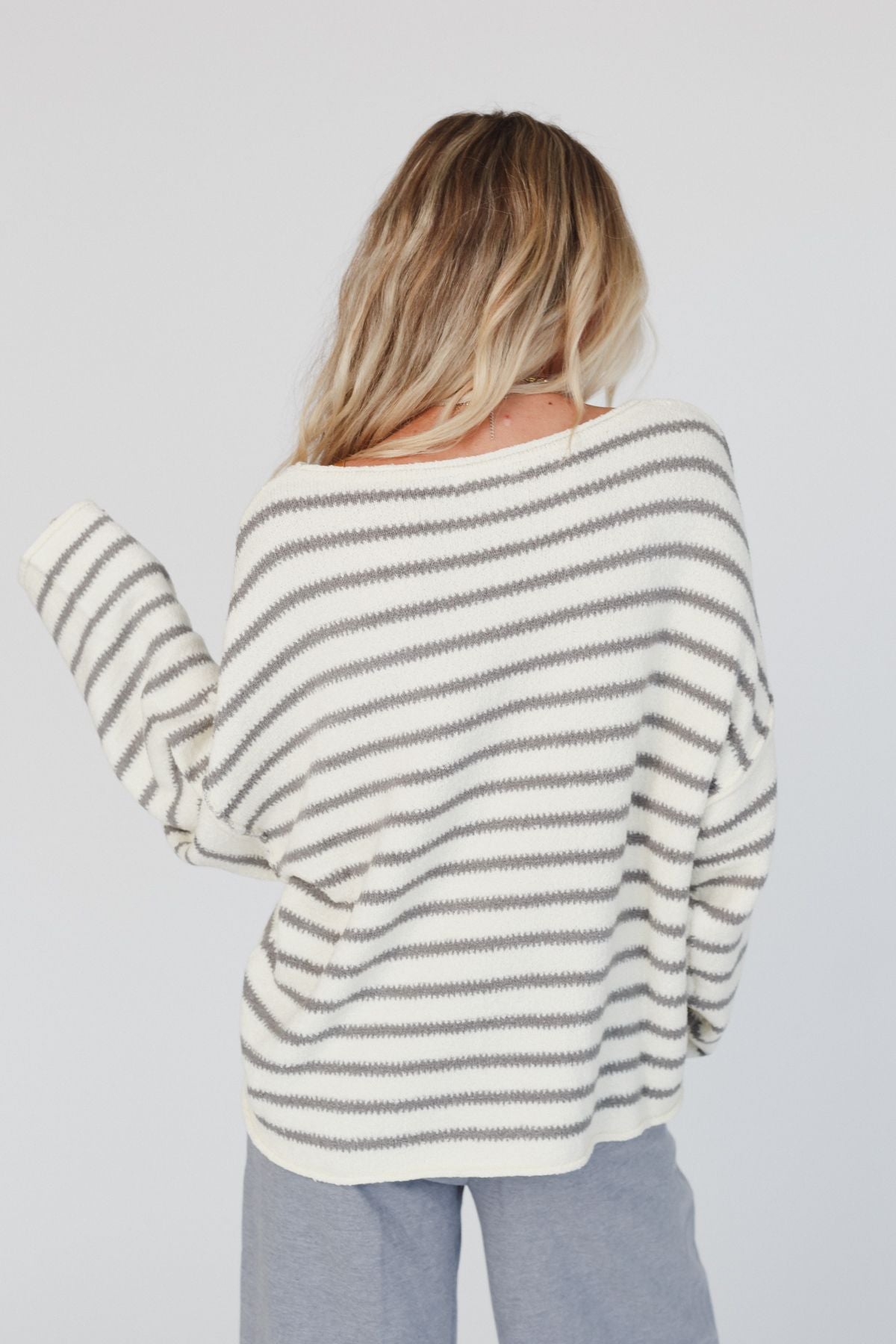 All My Stripes Oversized Sweater - Ivory Gray