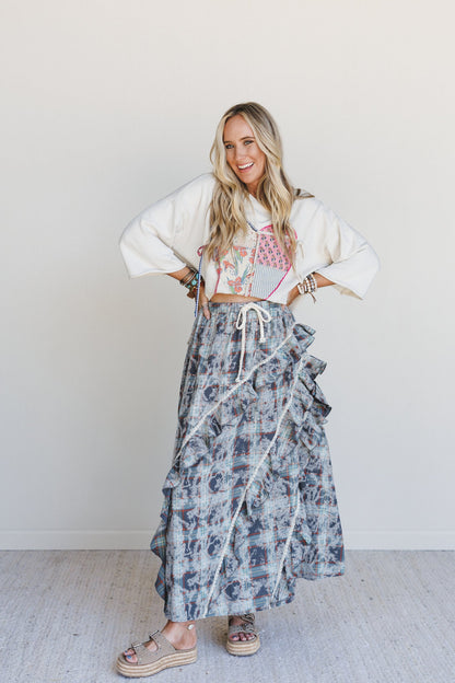 Love Ties Mix Print Top - Beige