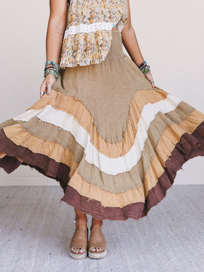 Bohemia Bloom Skirt - Brown