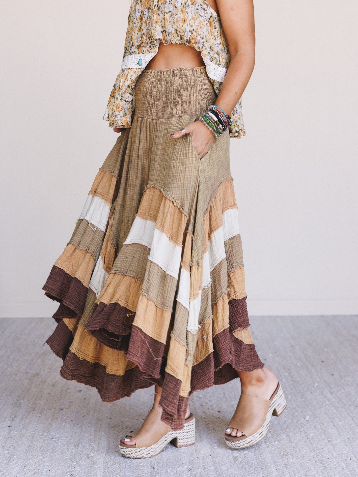 Bohemia Bloom Skirt - Brown