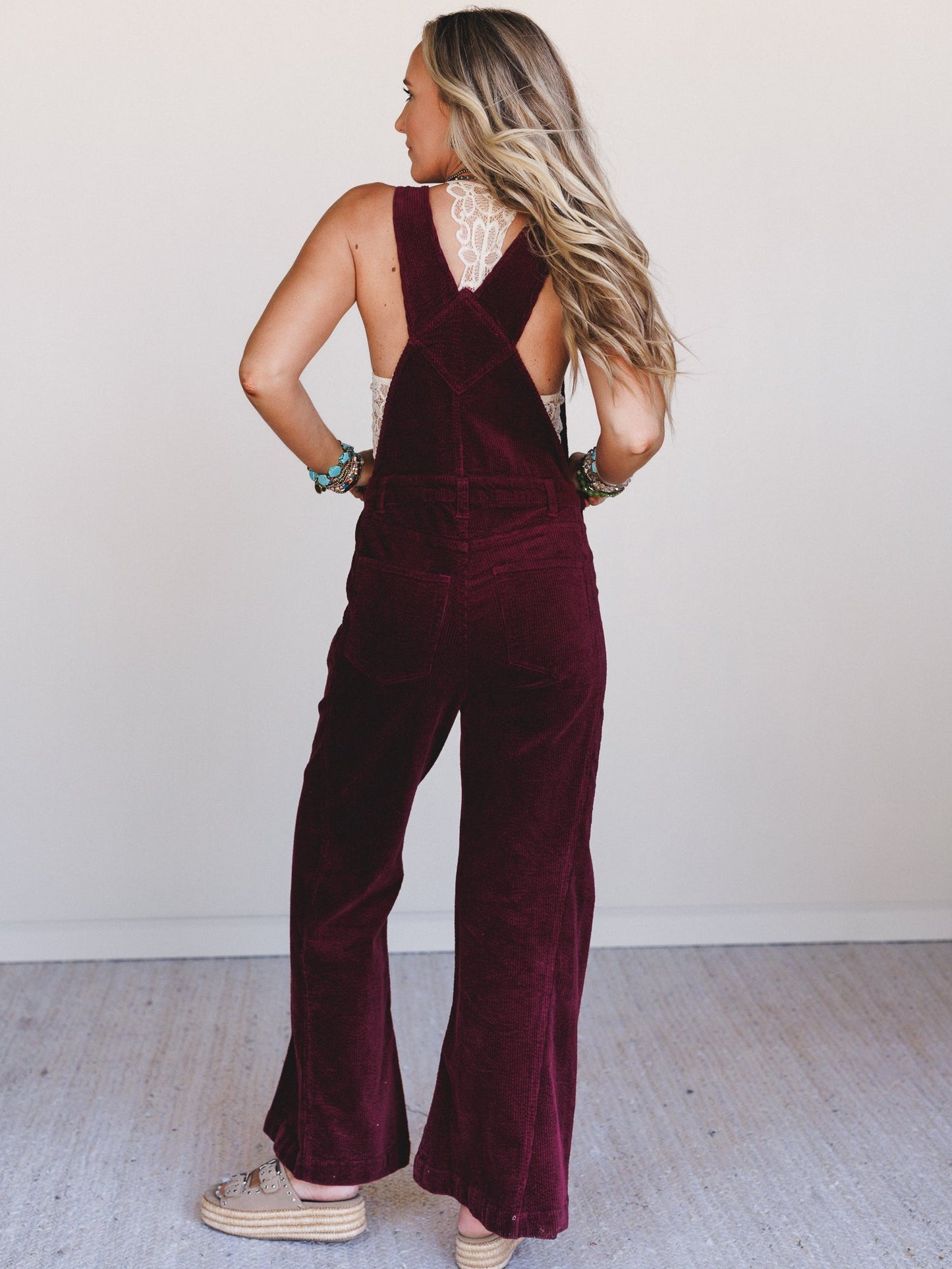 Wanderheart Corduroy Overalls - Wine