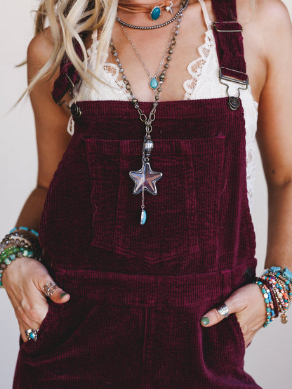 Wanderheart Corduroy Overalls - Wine