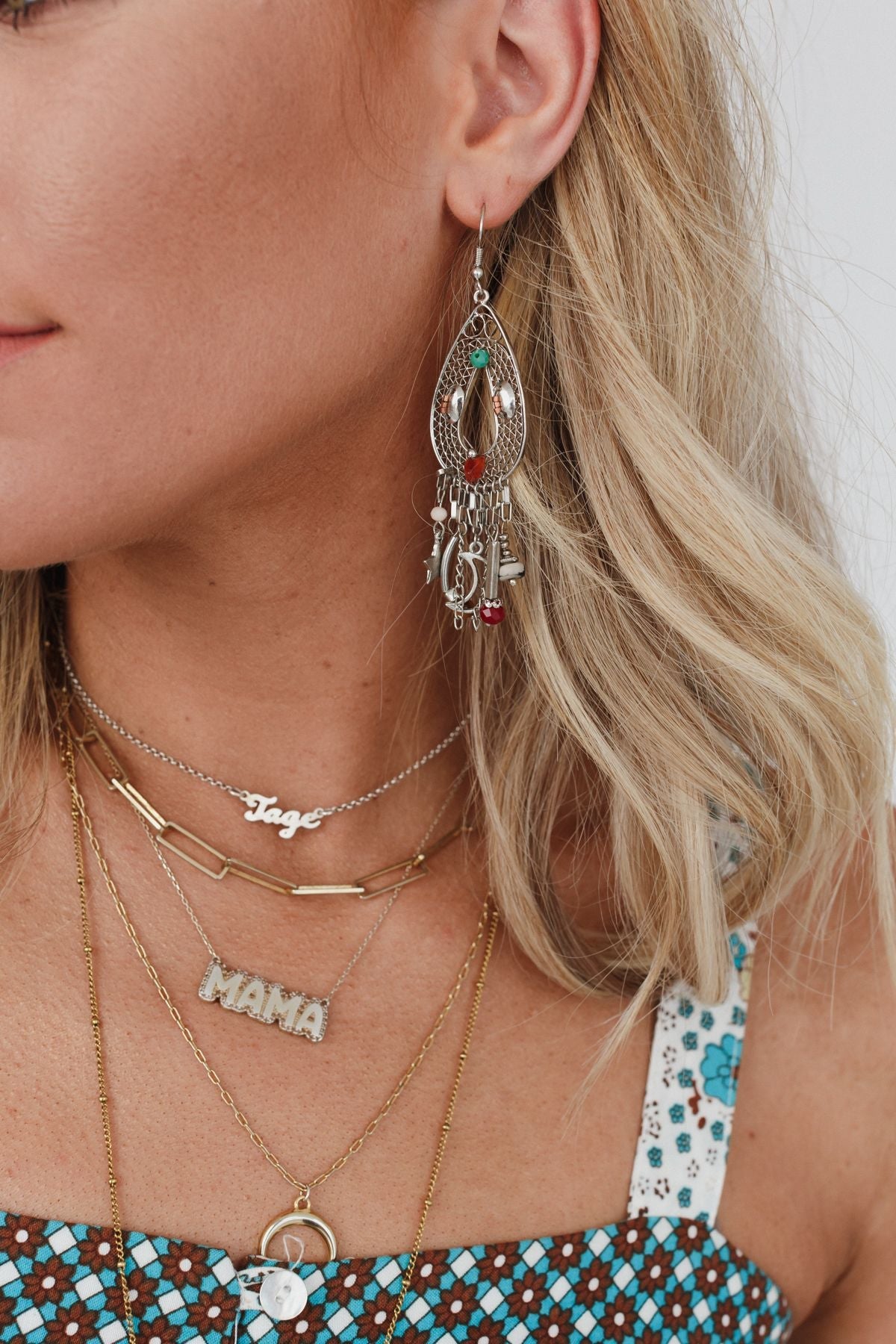 Rare Gaze Multi Bead Earrings - Silver