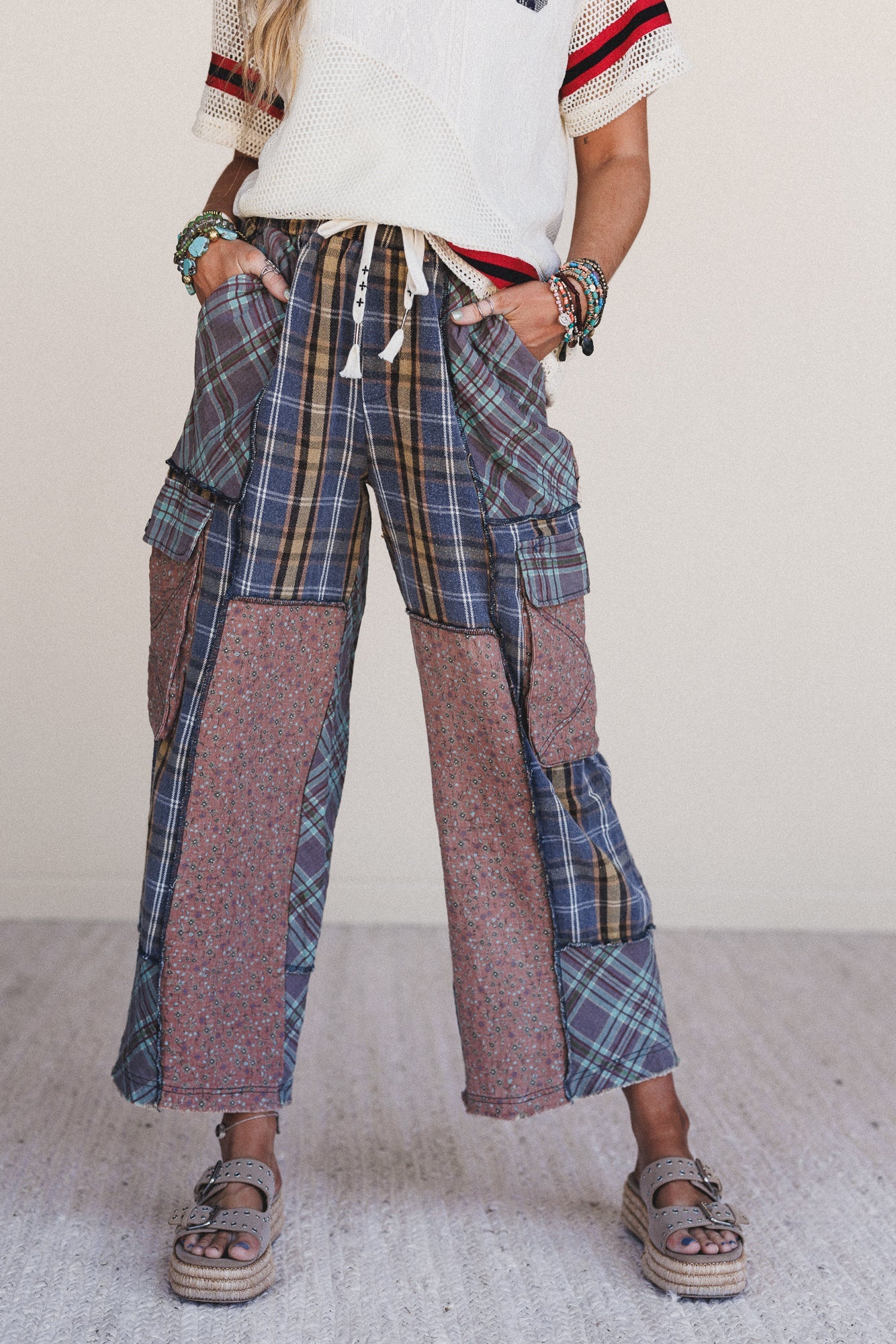 Split Decision Wide Leg Pants - Navy
