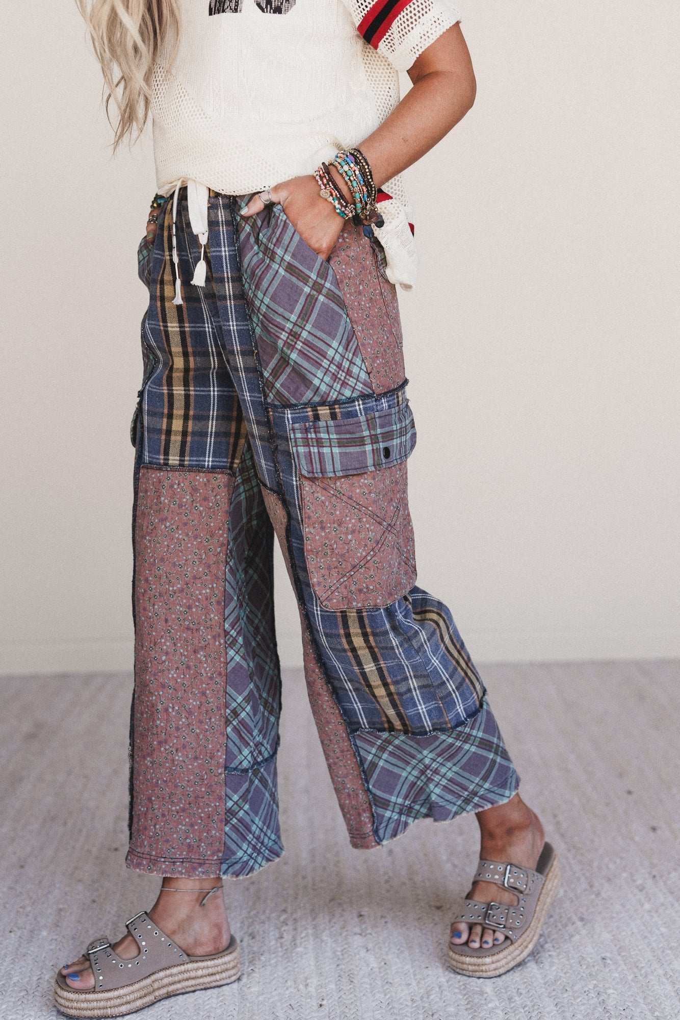 Split Decision Wide Leg Pants - Navy