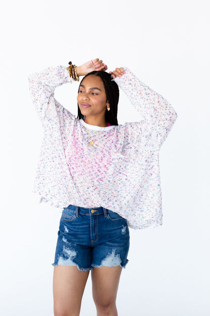 Speckled Beauty Pullover Sweater - White