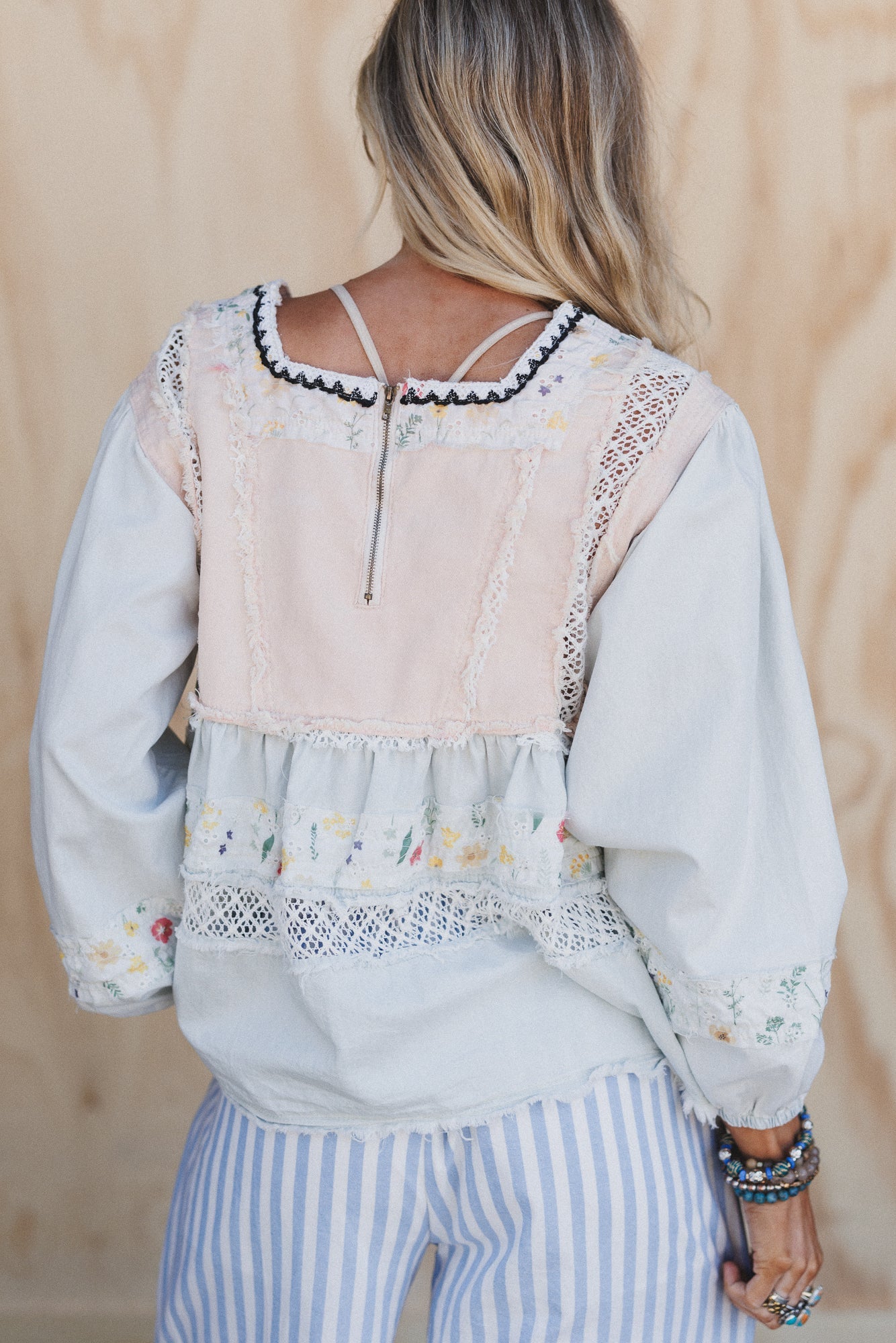 Harbor Breeze Crochet Detail Top - Denim