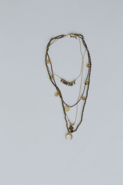 Dreamscape Layered Necklace - Burgundy Multi