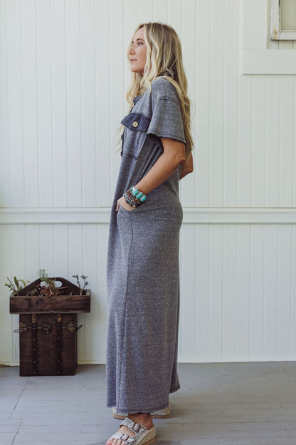 The Nest Jodi Short Sleeve Jumpsuit - Charcoal