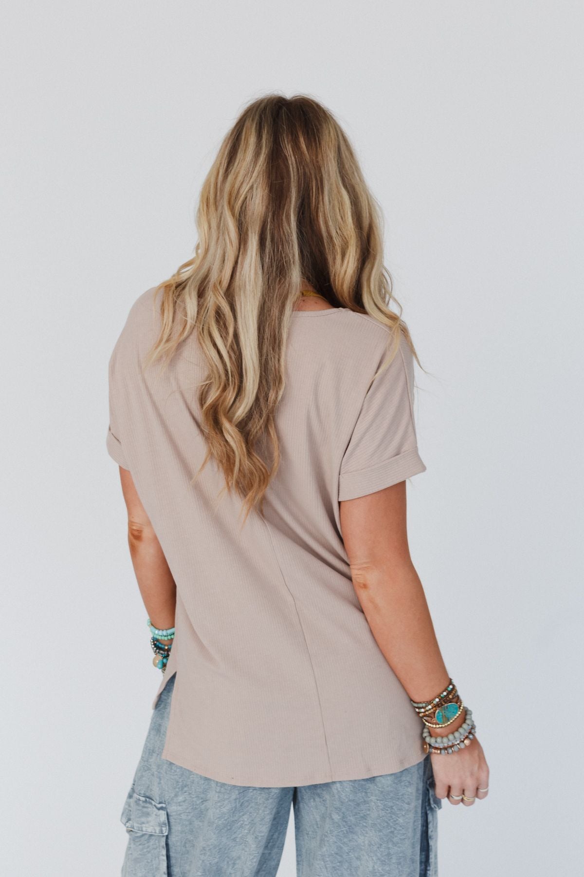 The Nest Classic V Neck Top - Sand