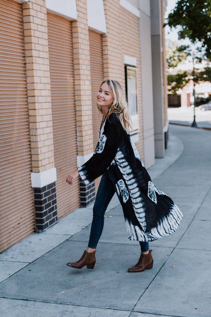 Spellbound Tie Dye Kimono - Black