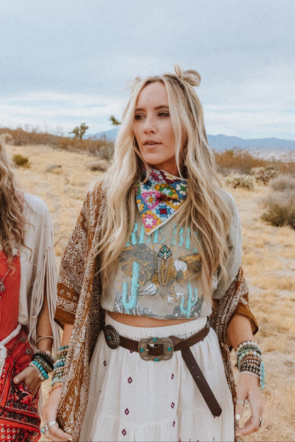 Austin Turquoise Concho Belt - Brown