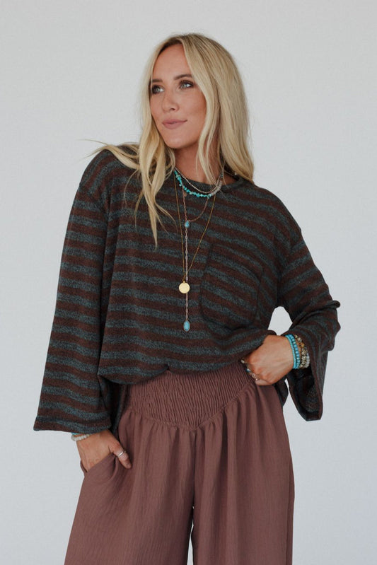 The Nest Endless Love Striped Top - Brown