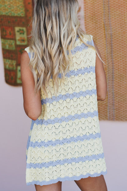 Surf Seeker Crochet Striped Top - Yellow Multi