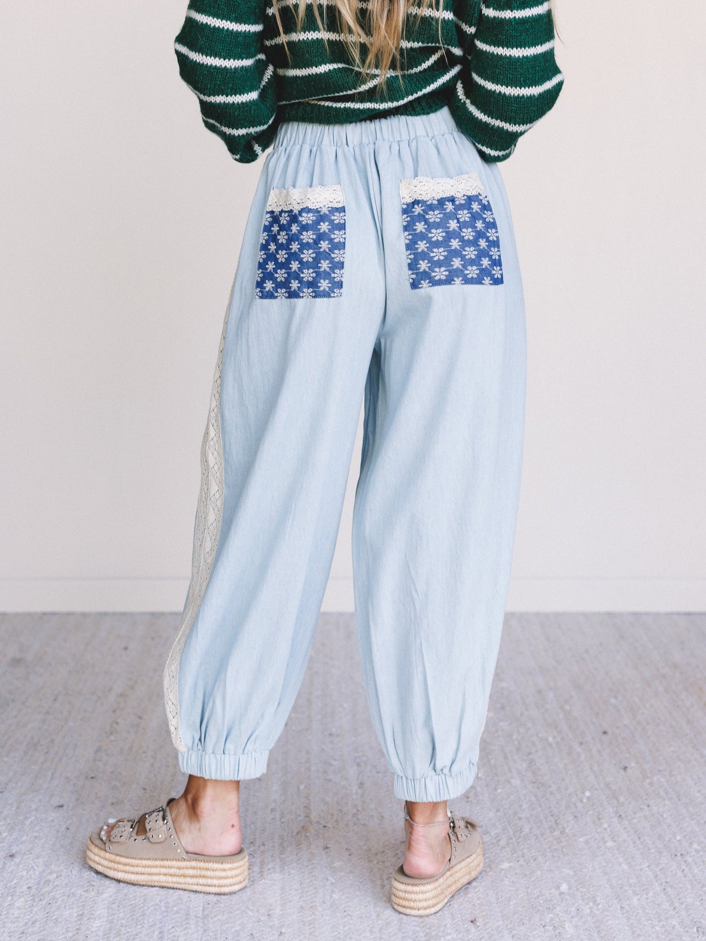 Soul Bloom Pleated Wide Leg Pants - Blue