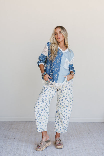 Petal Blue Barrel Leg Pants - Denim