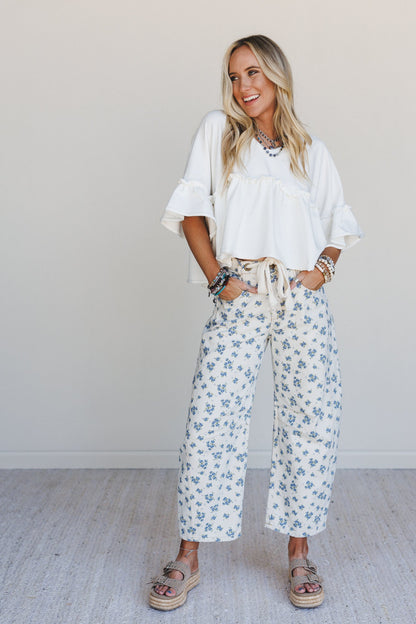 Petal Blue Barrel Leg Pants - Denim