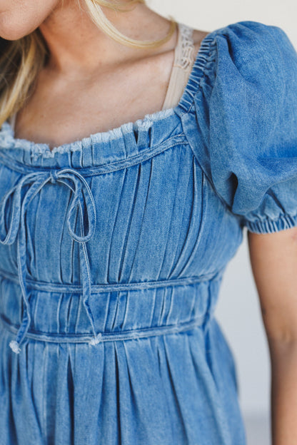 Charmed Heart Denim Romper - Denim
